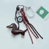 1PC Dog Vintage Brown Autumn And Winter Leather Sausage Dog Chocolate For Mobile Phone Bags Keychain