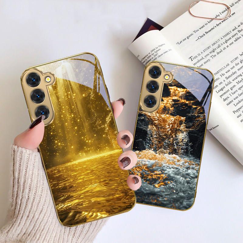 Wspaniałe krajobrazy Dla Samsung Galaxy S26 S20 FE S21 S22 S23 Plus S24 Ultra S25Ultra S21+ S22Plus Złote szklane etui na telefon