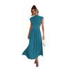 Women's High Neck Sleeveless Midi Dress Loose Cutout Waist Pleated Elegant Casual Solid Color Party Dress