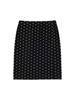 Women's Retro Polka Dot High-Waisted Slim Fit Mid-Length Skirt in Black