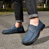 2026 Plus Size Men's Leather Casual Loafers - Hand-Stitched Low-Top Shoes for Spring