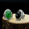 Finger Ring Men Vintage Artificial Gem Carving Band Jewelry Party Banquet Gift