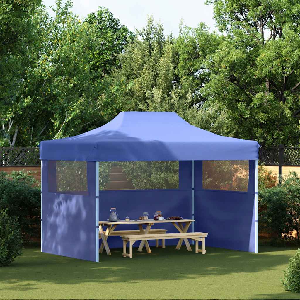 Professional Foldable Party Tent with 3 Side Walls 3*4 M Steel Frame Blue