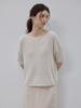LE STUDIO Cooling Boat Neck Short Sleeve Knit Oatmeal