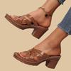 Fashion Summer Women's Thick High Heels Sandals 2025 Cross Straps High Heeled Slippers Woman Lightweight Plus Size 36-43 Beach Sandles