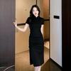 Chinese Retro Buckle Improved Cheongsam Skirt Children's High-end Black Dress Summer Waist Split Hip Skirt