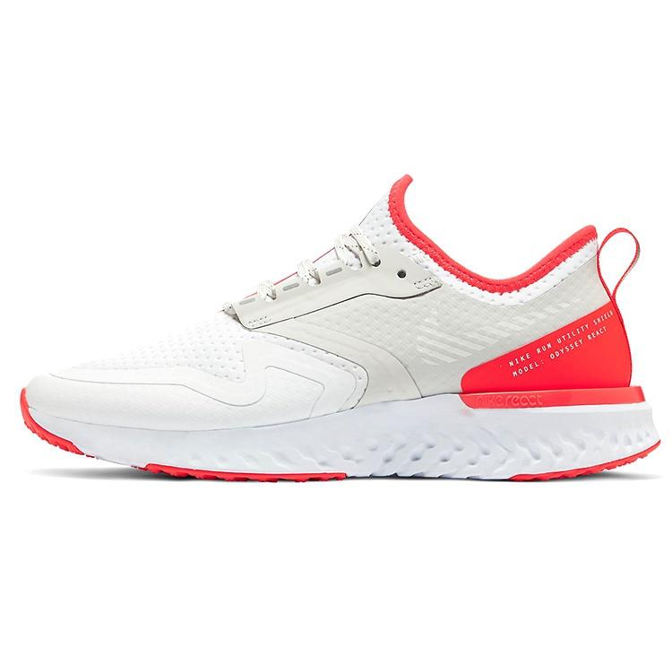 (WMNS) Nike Odyssey React 2 Shield White Laser Crimson Women s BQ1672-100 EU 35.5
