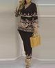 2023 Spring Women's European & American V-Neck Long-Sleeve Fashion Set