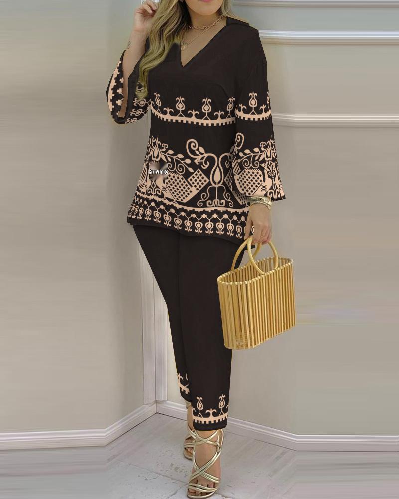 2023 Spring Women's European & American V-Neck Long-Sleeve Fashion Set