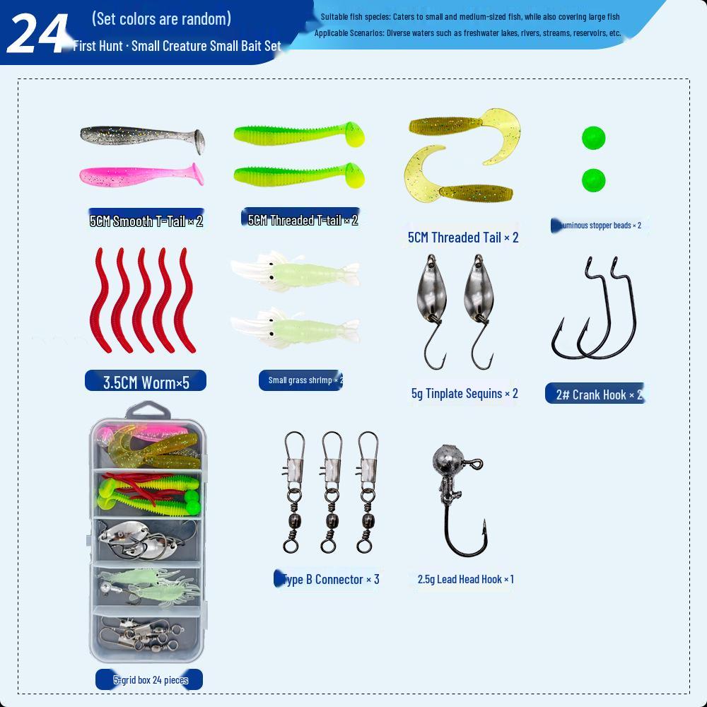 

24-piece Earthworm Soft Lures & Hard Baits Lure Set with Spinners