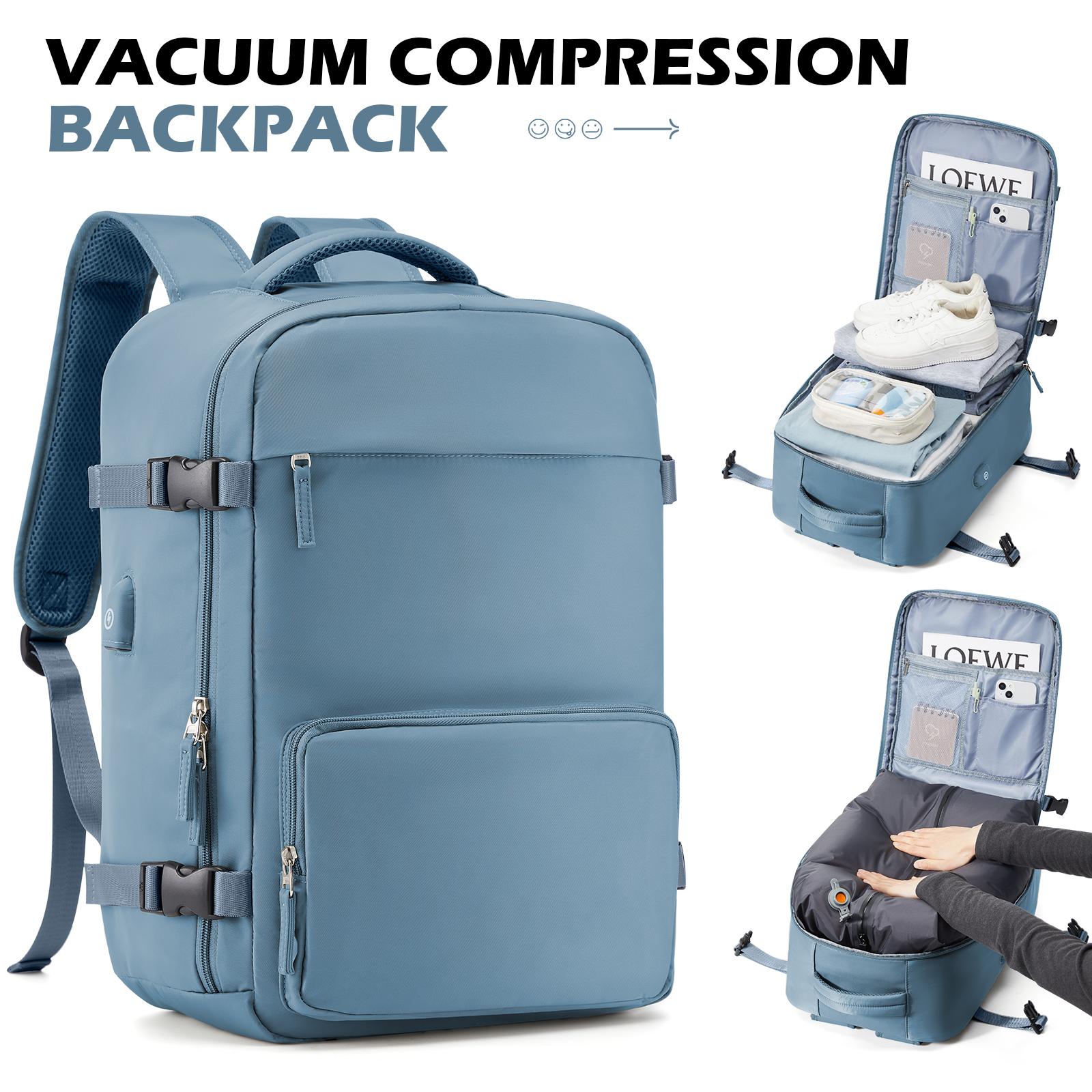 

Рюкзак с вакуумной компрессией большой вместимости, деловой рюкзак для ручной клади в самолете, дорожная сумка, школьный многофункциональный рюкзак для ноутбука синий