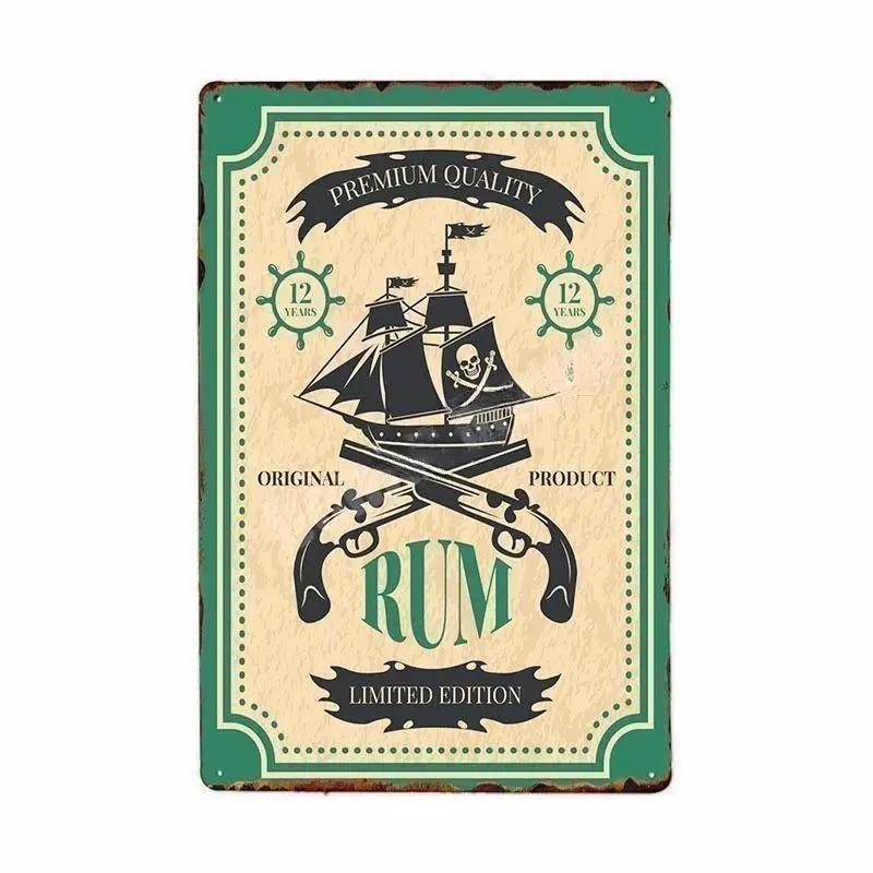 Cold Beer Rhum Vintage Metal Sign Tin Decor Plaque Decor Pub Cafe Brewery Wine Rum Wall Art Posters Metal Signs Decorative Plate