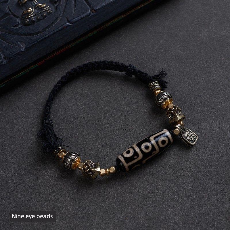 

Тибетский стиль ручной работы плетеный ремешок для ношения бусин Дзи бусины мирная пряжка бусины-переноски Зачилам мужской With daily beads finished product