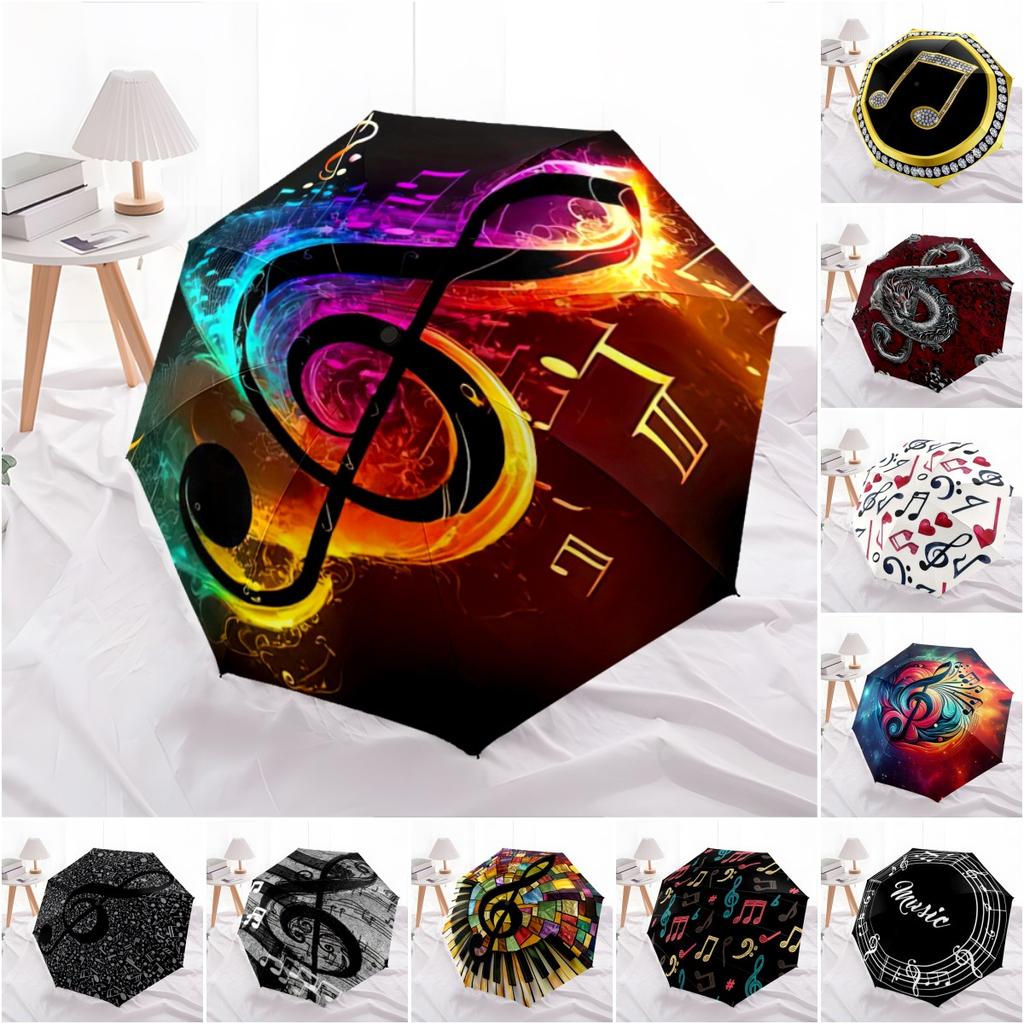 1PC Musical notes Umbrella Portable Folding Umbrella Iron Frame Hole Bone Structure Outdoor Home Umbrella A3