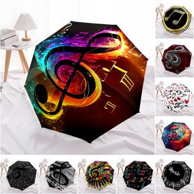 1PC Musical Notes Umbrella Portable Folding Umbrella Iron Frame Hole Bone Structure Outdoor Home Umbrella A3