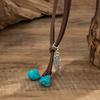 Ethnic Wind Turquoise Double Layer Korean Velvet Collarbone Chain Choker Sweet Cool Simple Necklace Female Jewellery
