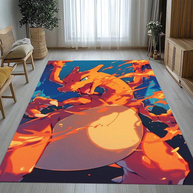 Charizard Charmander Pokemon Living Room Non-Slip Area Rug Soft Carpet for Bedroom Kids Playroom Sofa,Home Decor Doormat Gift