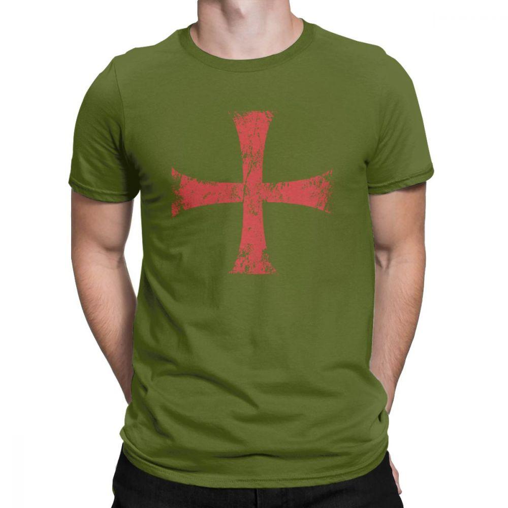 Herren T-Shirt Distressed Kreuzritter Templerorden Kreuz T-Shirts Premium Baumwolle T-Shirt Rundhals T-Shirt Kurzarm Kleidung Übergröße