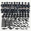 Military Figure Police Black Swat 1620 Doll With Weapon Children Assembled Building Block Bag