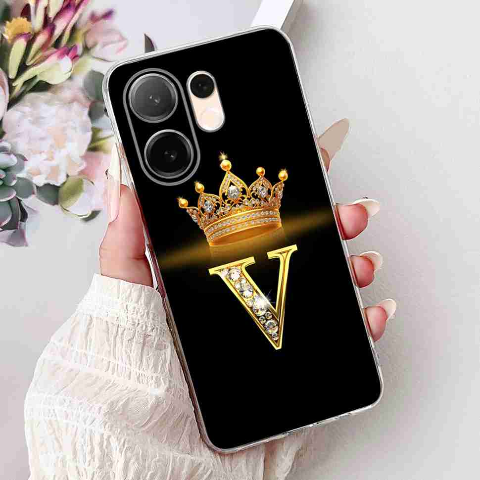 For vivo V60 5G 6.67" Case Popular Letters A-Z Crown Soft Silicone TPU Cover For Vivo v60 5G VIVO V2511 Bumper Phone Shell Coque