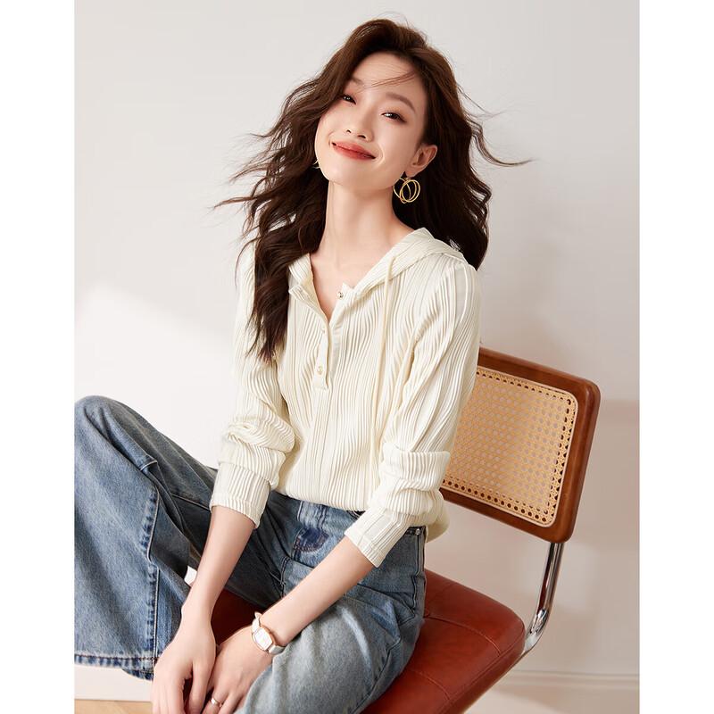 Mohan Yimei 2025 Spring Textured Long Sleeve T-Shirt M