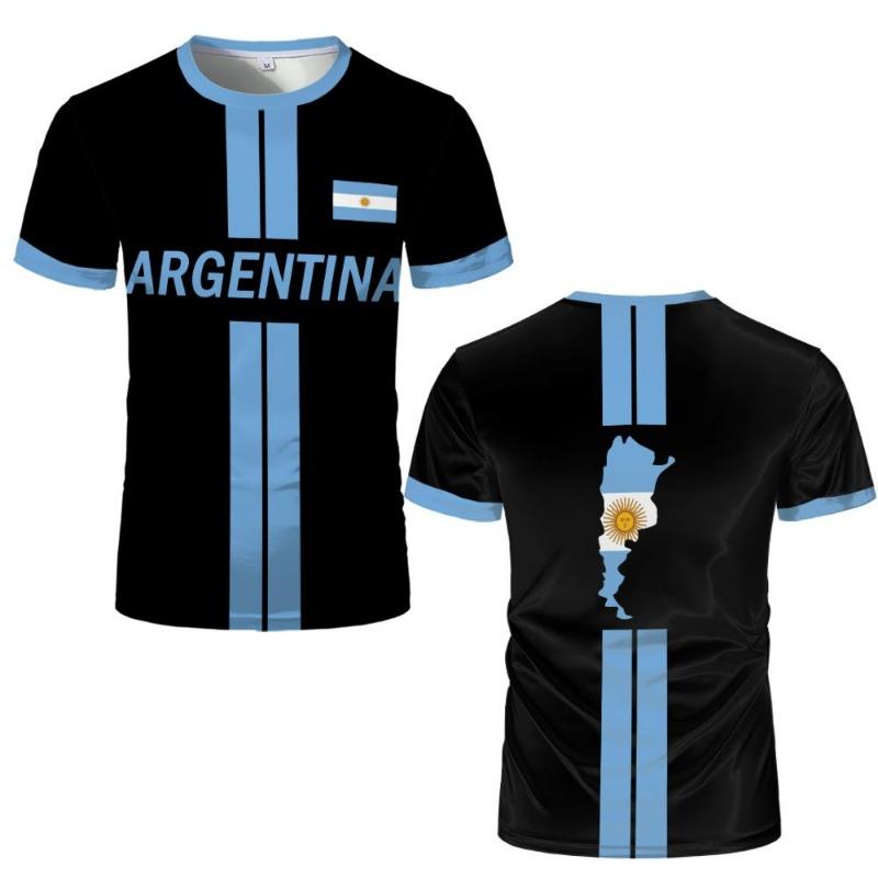 Argentina Nationalflagga Print T-shirt för Män, Andningsbar och Snabbtorkande Träningsuniform, Unisex Casual Kortärmad T-shirt