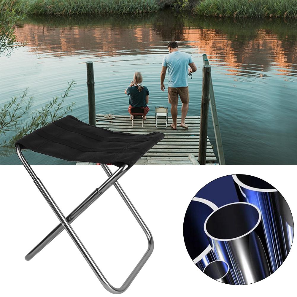 Mini Portable Folding Stool Aluminum Alloy Outdoor Chair for Fishing Camping Picnic (Silver, M)