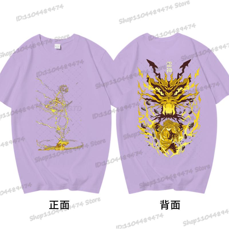 Demon Slayer T Shirts Anime Agatsuma Zenitsu Vintage Cotton Comfortable T-shirts Casual Loose T Shirt Male Female Streetwear