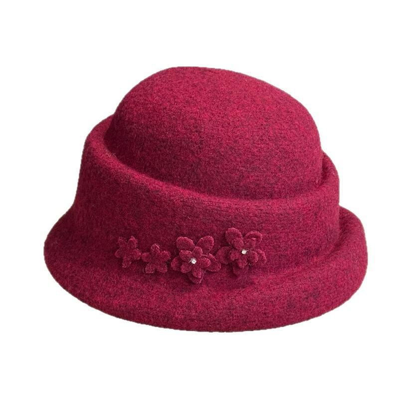 New flower autumn and winter top hat children curling edge fashion bucket hat travel versatile show face small bucket hat tide
