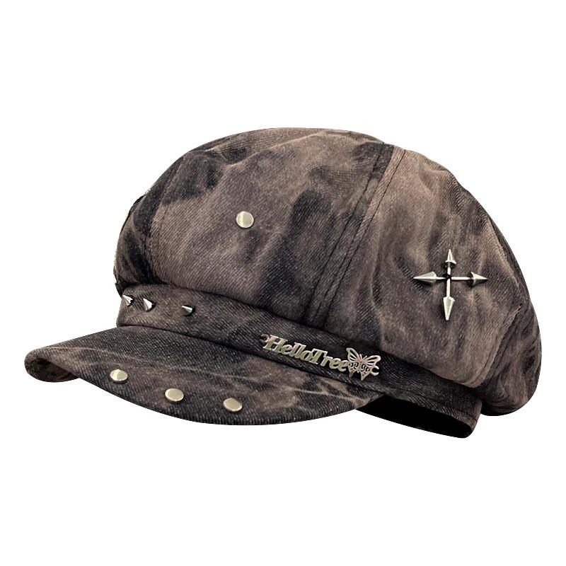 

Retro Cotton Twill Cap With Embroidered Design For Autumn Winter Wear коричневый