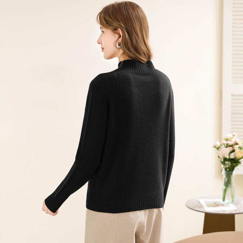 TUHUANG Women's Cashmere Wool Blend Half-High Neck Sweater