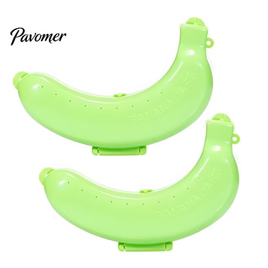 Storage Box 2PCS Banana Box, Food Grade Plastic Protector, with Vent Fresh Keeper Holes Portable Hard Shell Snap Closure Container, for Lunch
