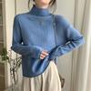 Solid-color Sweater Women's Fashion Korean-style Half Turtleneck Pullover Casual Loose Long-sleeved Knitted Sweater for Spring and Autumn