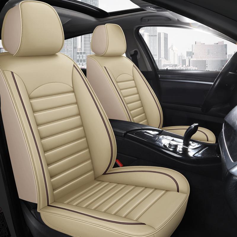 Front Car Seat Cover, Waterproof and Wear-Resistant Leather, Full Coverage Car Seat Protector Fits Most Automotive, Van, SUV