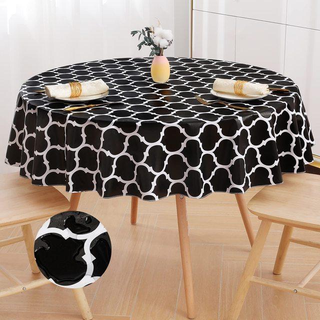 Waterproof Tablecloth Heat -Resistant Round Pvc Table Cloth For Wedding Kitchen Dining Desk Moroccan Table Coat Cover