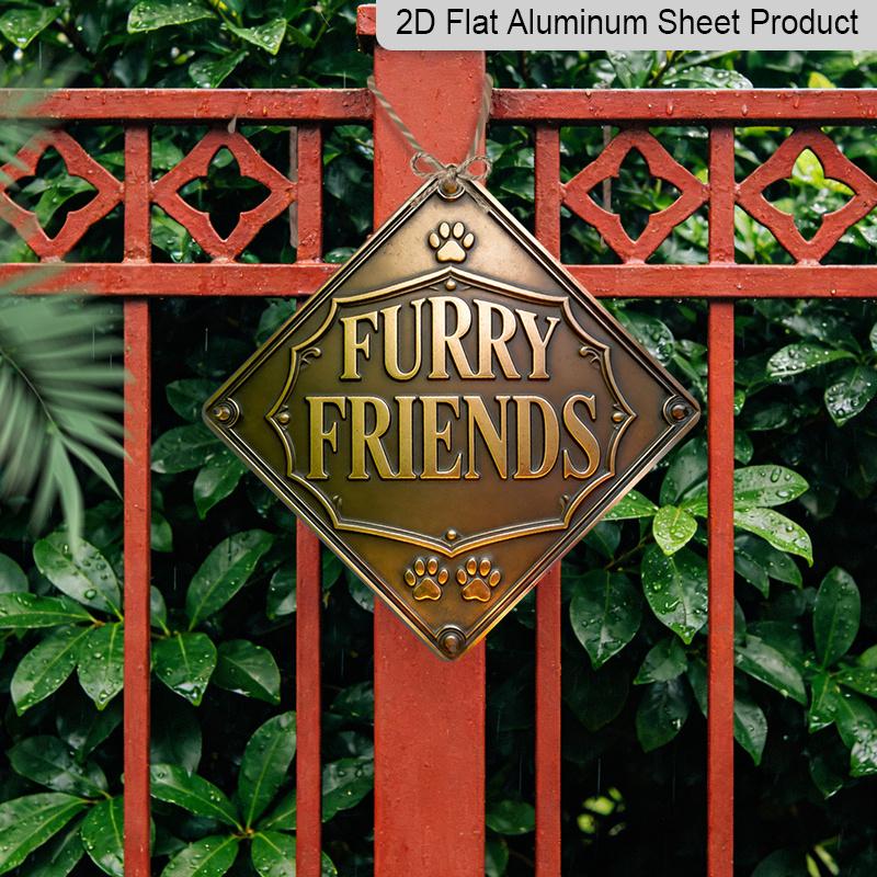 2D Flat, 1pc, Furry Friends Theme, Decorative Gift for Dog Lovers, Vintage Metal Aluminum Sign, Suitable for Living Room, Study, Pet Room, Entryway