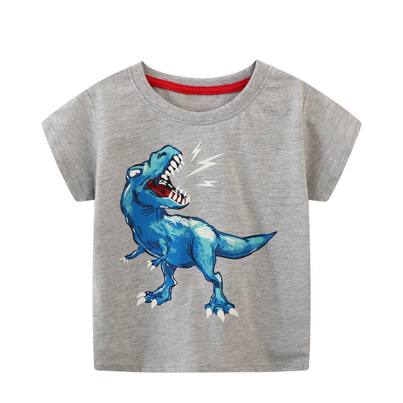 2026 Boys Luminous Dinosaur Print Short Sleeve T-shirt 2T (80-90cm)
