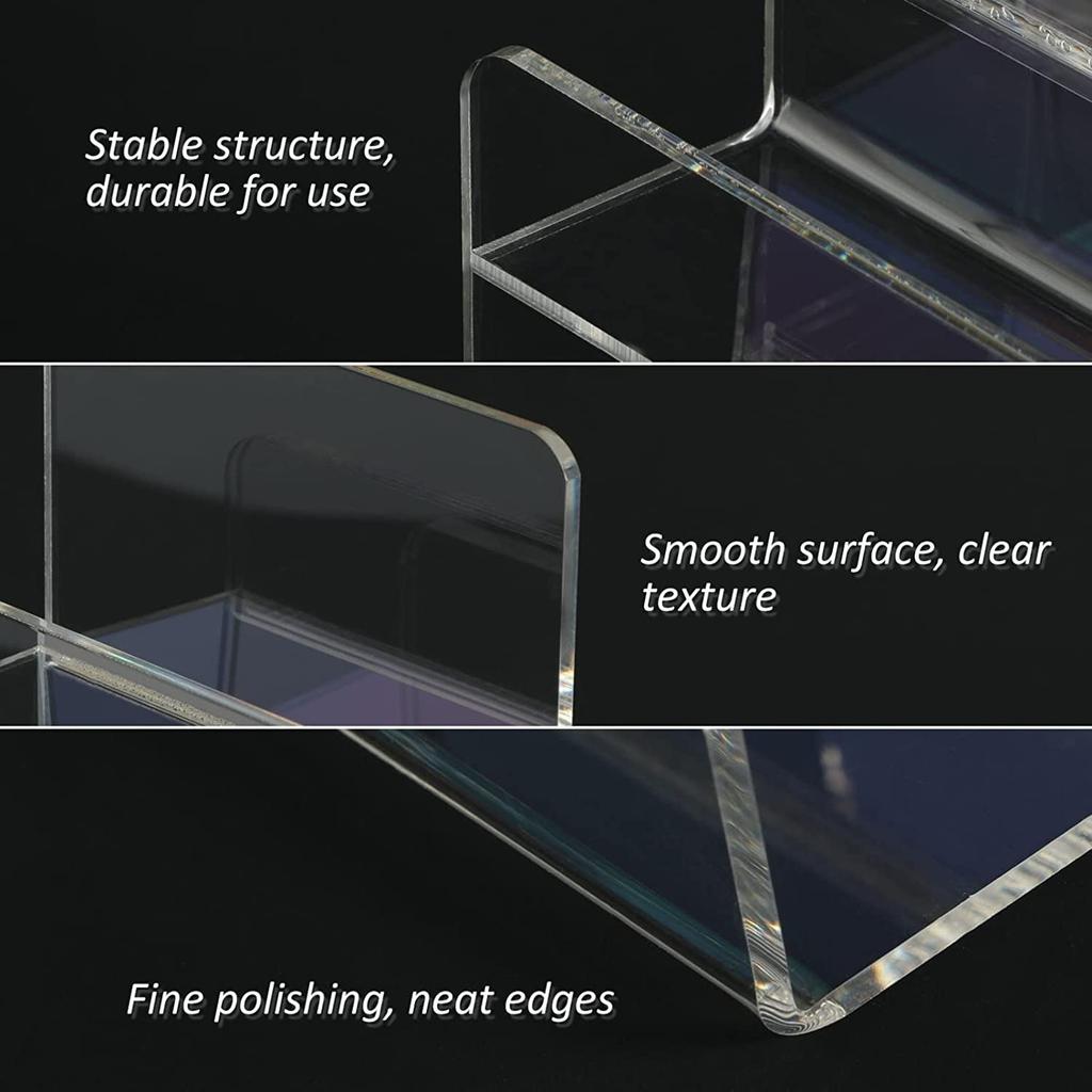 1-9 Tier Clear/Black Acrylic Riser Display Stand for Wallet,Makeup Organizer, Sunglasses,Women Handbag Rack Collection Holder