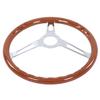 Volante Completo Classico 380mm 15 pollici Impugnatura in Noce 3 Razze Rivettato 6 Fori Modifica Universale Marrone