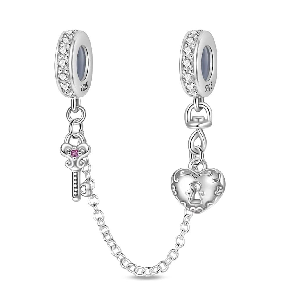 Authentic Copper Linked Hearts Christmas Tree Safety Chain Fit Original Bracelet Diy Charms For Jewelry Making