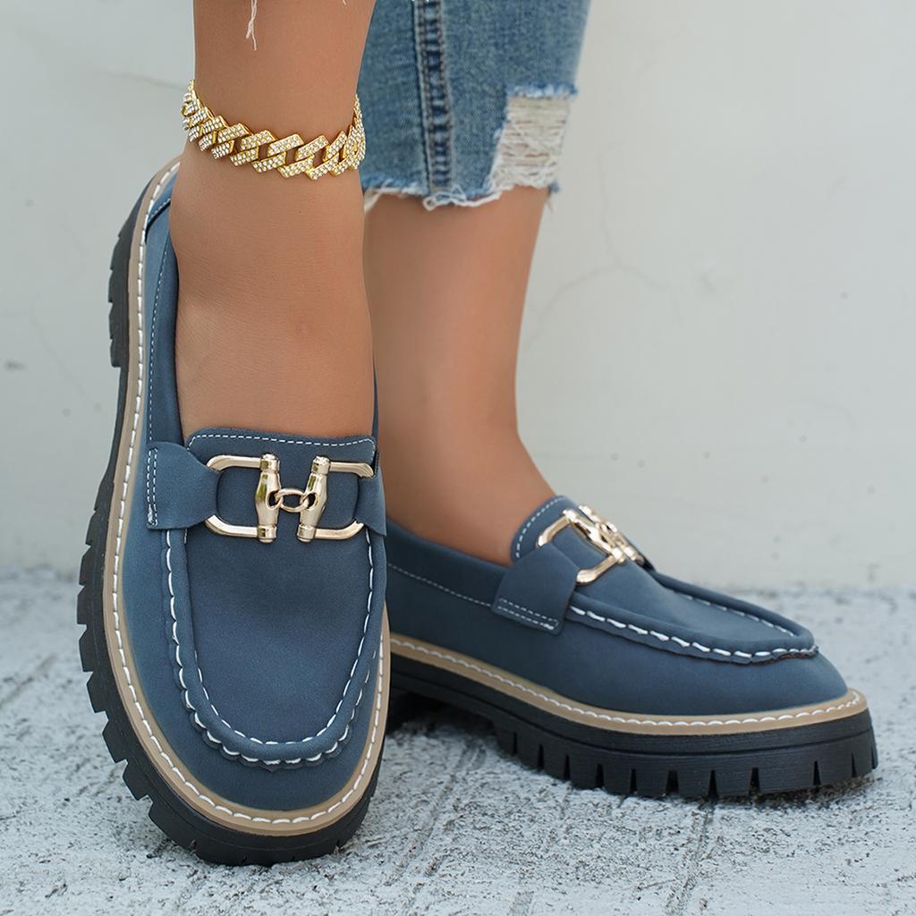 Fashion Woman Loafers Retro Autumn Shoes Ladies Large Size British Style Thick Heel Shoes Round Toe Outsole Korean Style Sneakers Woman