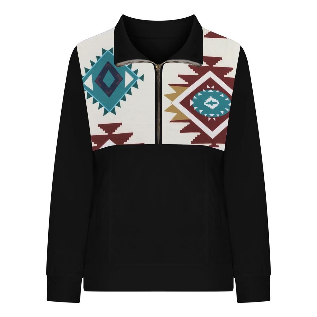 Women Hooded Printed Sweater Colorful Casual  Print Long Sleeve Shirt