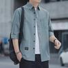 Men's Korean Style Casual Short-Sleeve Trendy Shirt - Three-Quarter Summer Workwear Top