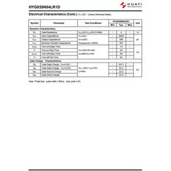 New HYG035N04LR1D TO-252-2L N-Channel MOSFET