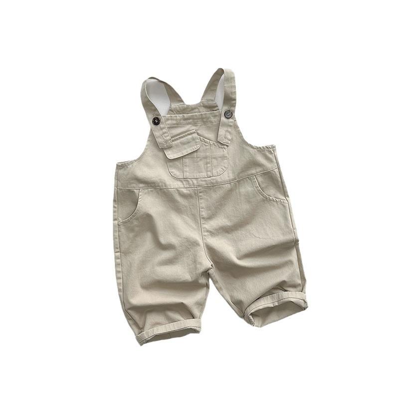 Kids Casual Solid High Waist Suspender Long Pants For Toddler Boys And Girls
