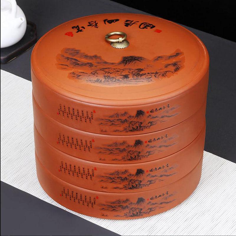 Tea Cake Storage Box Multi-Layer Ceramics Sealed Tank Snack Storage Case Elegant Printing Tea Caddy  Nut Coffee Bean Organizer