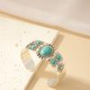 Unique Cuff Bangle Bracelet Alloy Jewelry With Faux Turquoise Inlaid Vintage Bohemian Style Personality Female Hand Jewelry