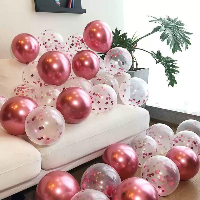 10" Gold Sequin Clear Latex Balloon for Parties & Events