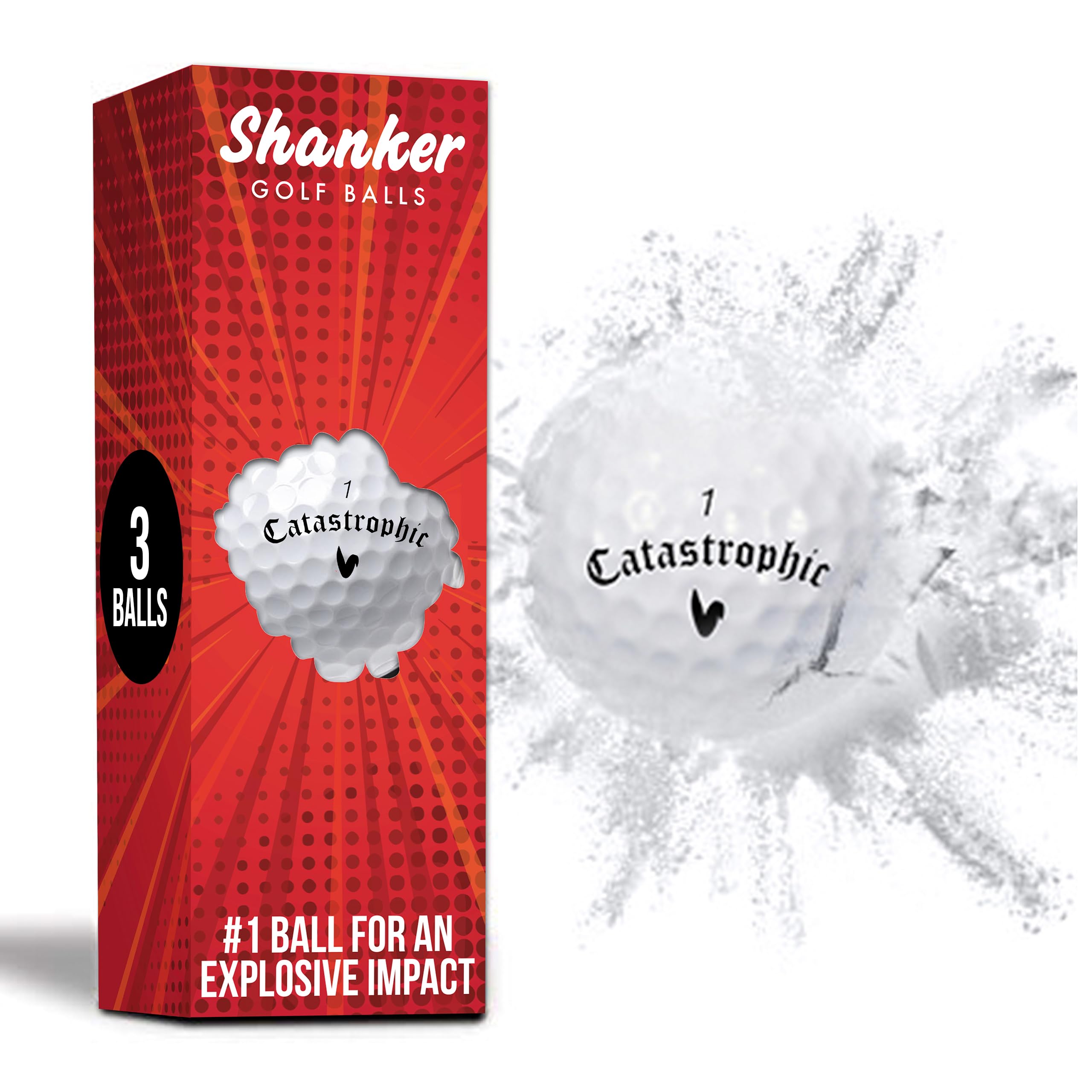 

Shanker Golf Exploding Balls Prank Balls that Explode on Impact Funny Joke for Golfers White - - (3-Pack, Novelty)