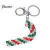Beaded Key Holder Handmade Christmas Keychain, Xmas Tree Wreath Gift Box Bell Backpack Charm Santa Keyring, Hanging Decor for Party Favors